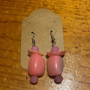 Elegant Pink Mother of Pearl  Beaded Earrings